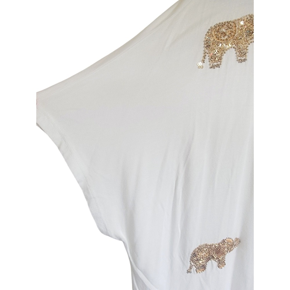 INC International Concepts 2X White Sequin Elephant T-Shirt Top - Picture 6 of 10